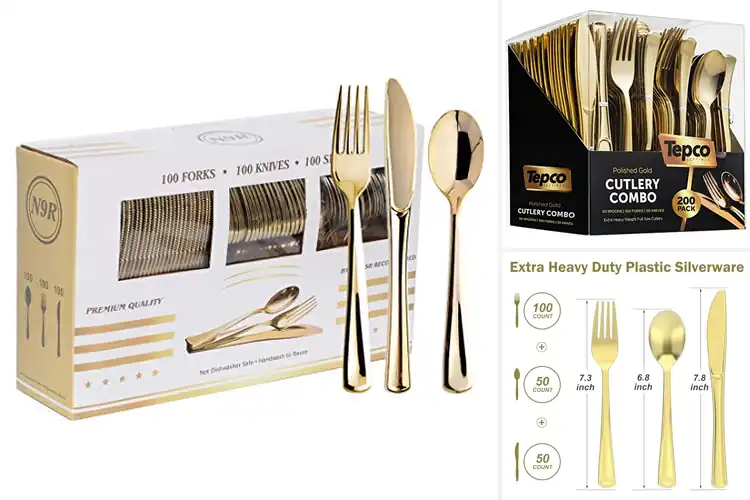 Detailed view of Best Disposable Gold Cutlery Sets