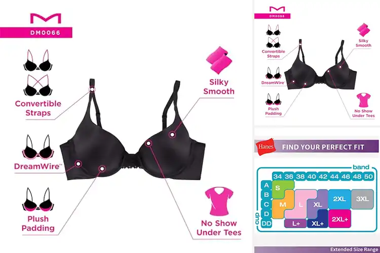 Detailed view of Best DreamWire No-Poke Bras