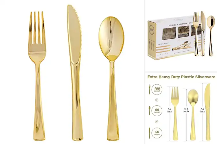 Detailed view of Best Gold Disposable Utensils For Parties