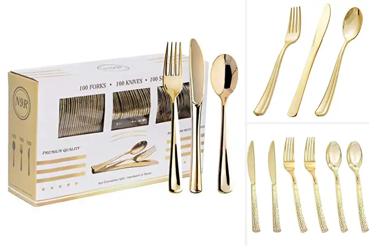 Detailed view of Best Gold Plastic Silverware For Weddings