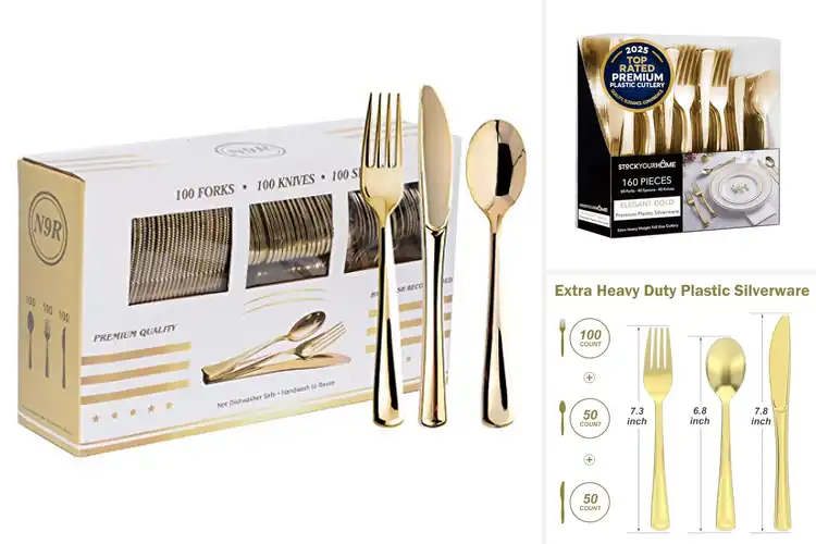 Detailed view of Best Gold Plastic Silverware Sets