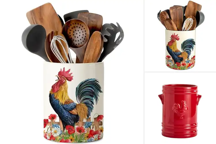 Detailed view of Best Rooster Utensil Holders: 10 Charming Kitchen Organizers